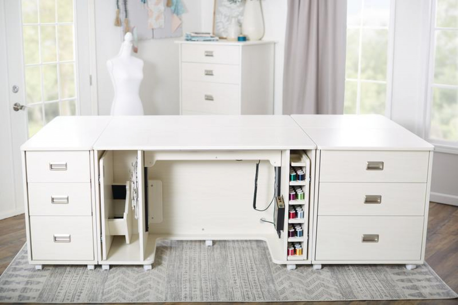 The Koala Studios Embroidery Center with the Slim Caddy and Three Drawer Caddy